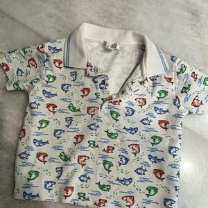 Kissy Kissy Colorful Shark Print Polo Shirt